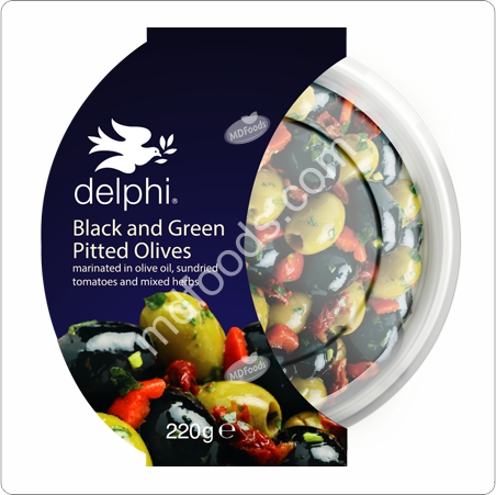 Delphie Black and Green Pitted Olives Delphie Black and Green Pitted Olives